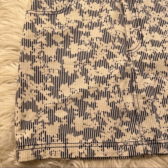 BDG Denim Mini Skirt Blue White Stripes Floral - Picture 5 of 12